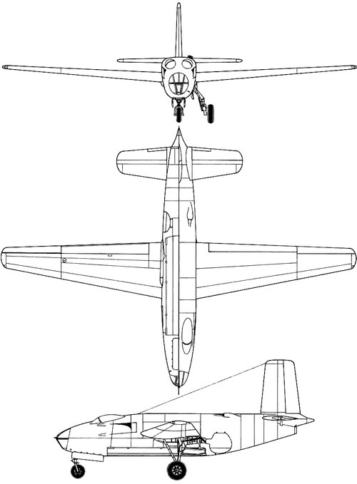 Plan 3 vues du Douglas XB-43 Jetmaster