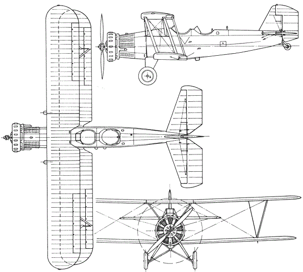 Plan 3 vues du Douglas O-2