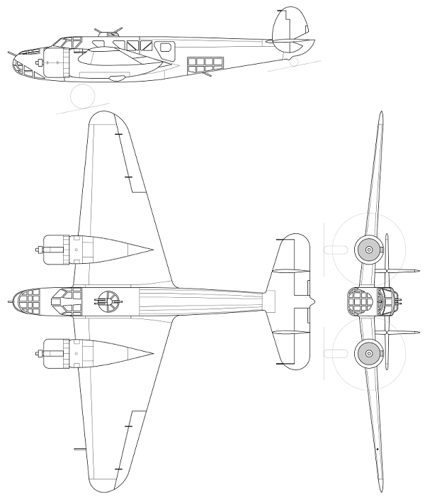 Plan 3 vues du Caproni Bergamaschi Ca.135