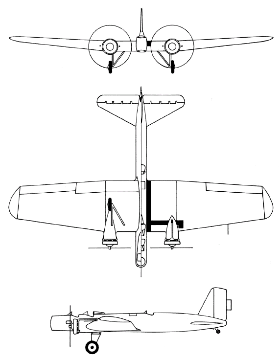 Plan 3 vues du Boeing Y1B-9 Death Angel