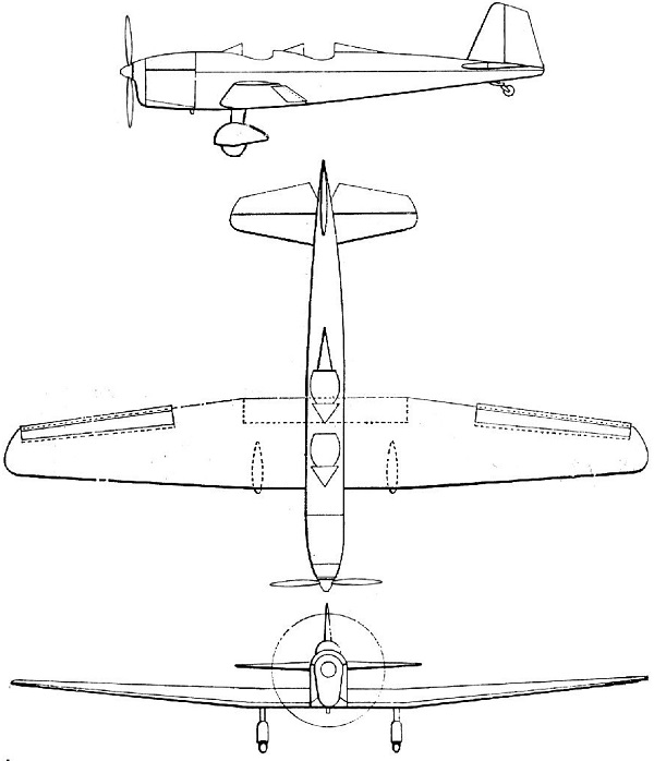 Plan 3 vues du Caudron C.600 Aiglon