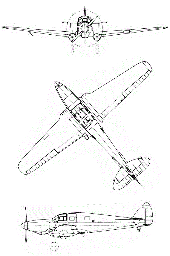 Plan 3 vues du De Havilland D.H.93 Don