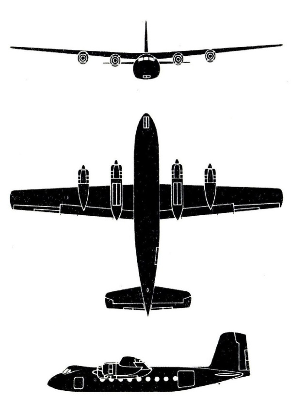 Plan 3 vues du Handley Page HPR.3 / HPR.7 Herald