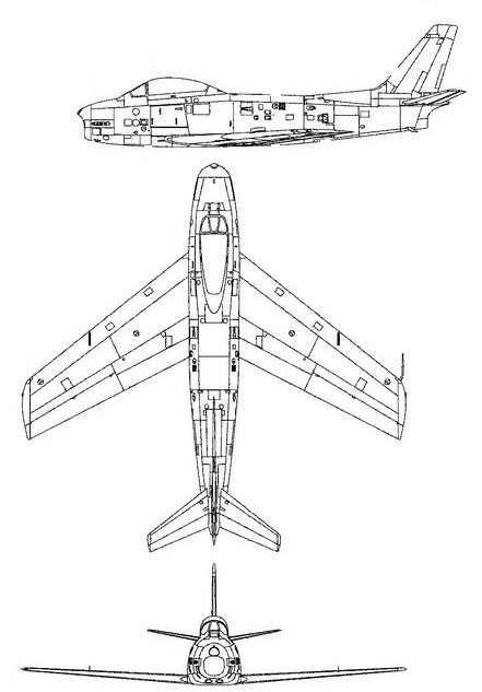 Plan 3 vues du Commonwealth CA-27 Avon Sabre