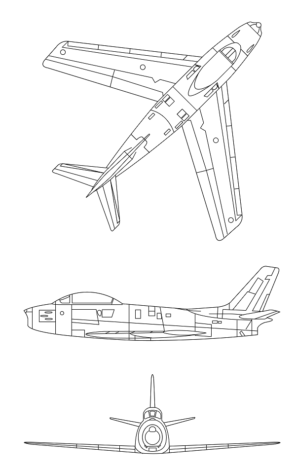 Plan 3 vues du Canadair CL-13 Sabre