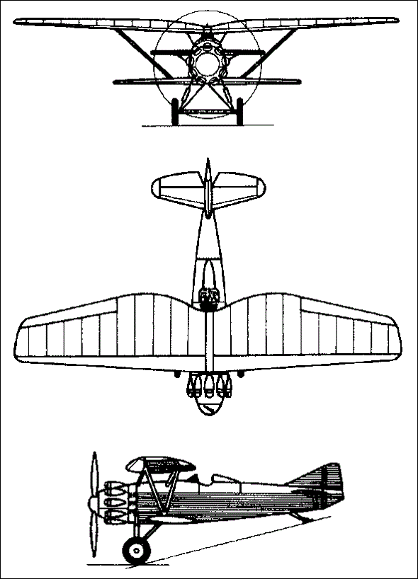 Plan 3 vues du Tupolev I-4