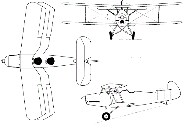 Plan 3 vues du Arado Ar 66