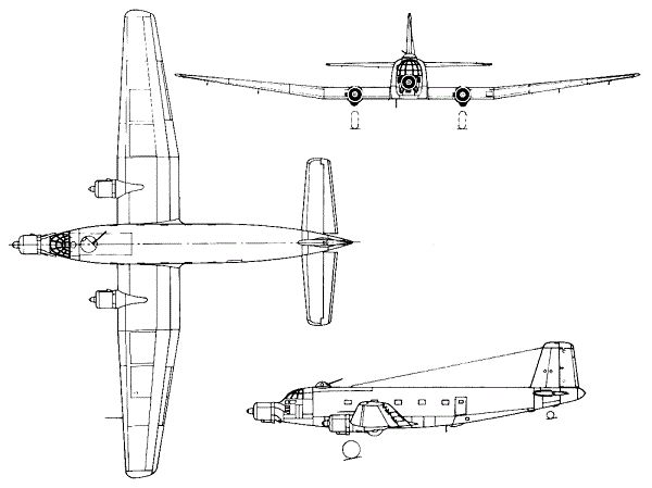 Plan 3 vues du Junkers Ju 352 Herkules