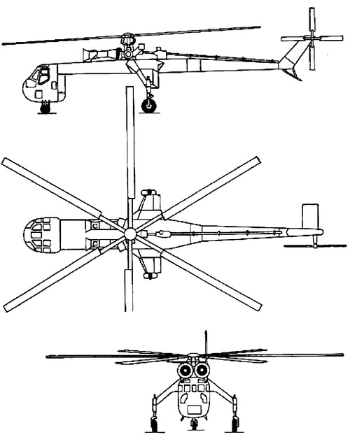 Plan 3 vues du Erickson S-64 Aircrane