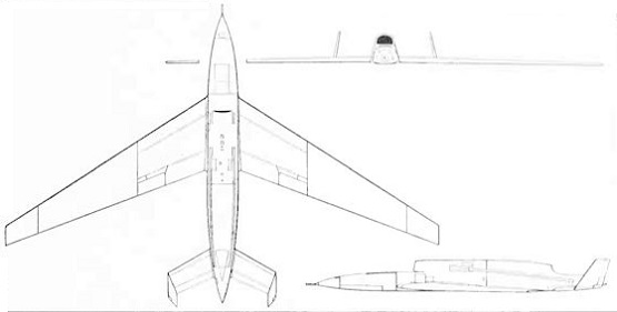 Plan 3 vues du Ryan AQM-91 Firefly