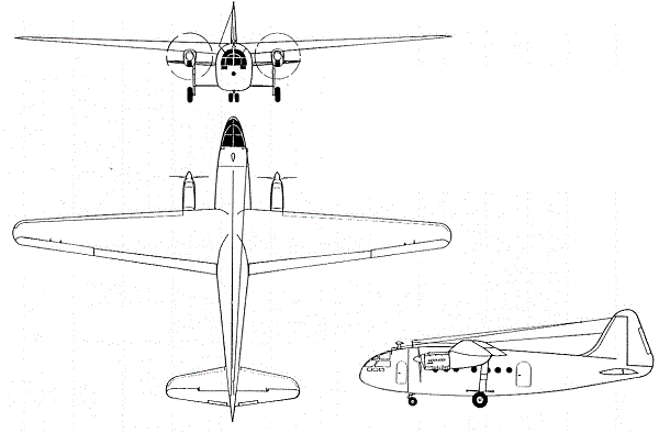 Plan 3 vues du Fouga CM.100