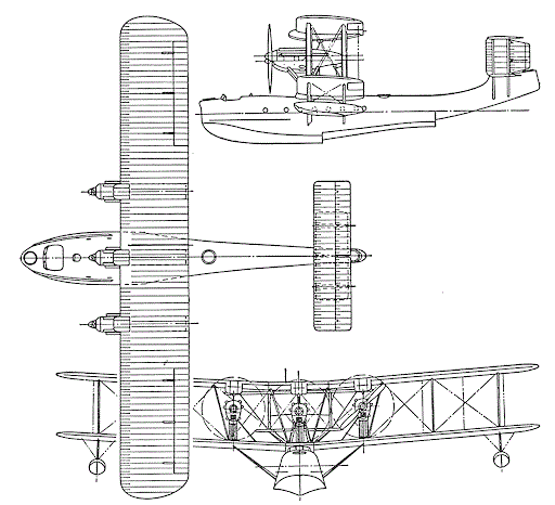 Plan 3 vues du Blackburn RB-1 Iris