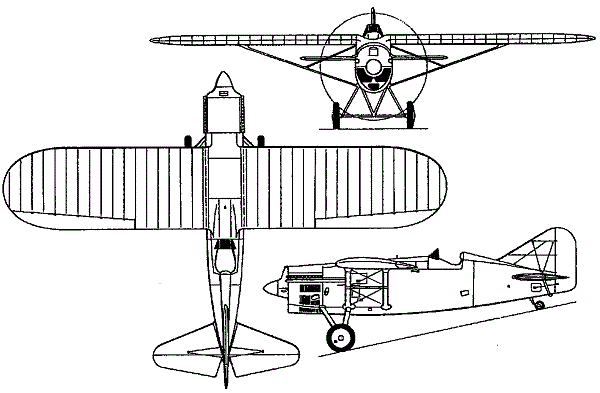 Plan 3 vues du Boeing XP-9