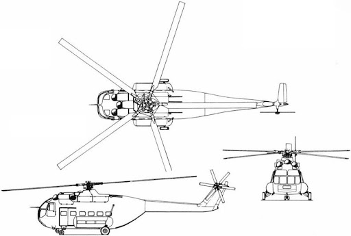 Plan 3 vues du Agusta A-101