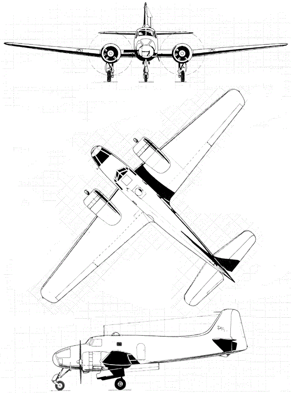 Plan 3 vues du Fokker S-13 Universal Trainer