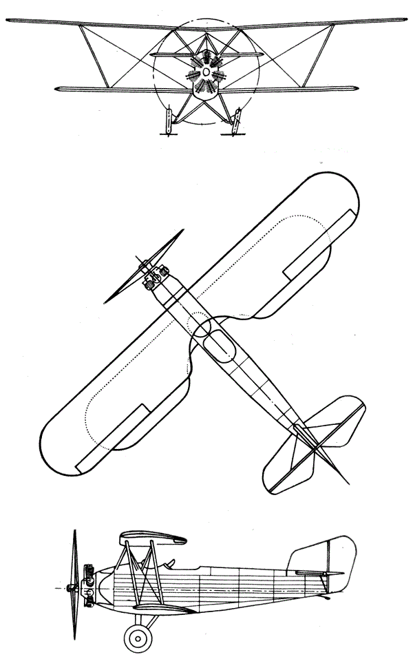 Plan 3 vues du Hanriot H-43