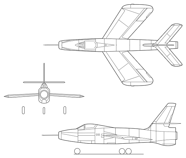 Plan 3 vues du Republic XF-91 Thunderceptor
