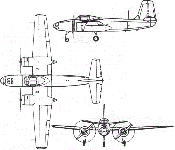 Plan 3 vues du Yakovlev Yak-200 'Mint'