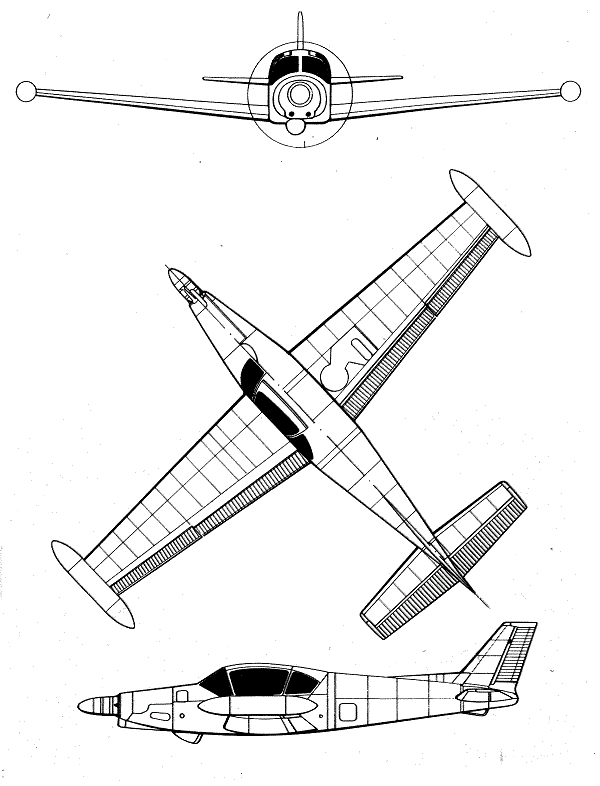 Plan 3 vues du SIPA S.251 Antilope