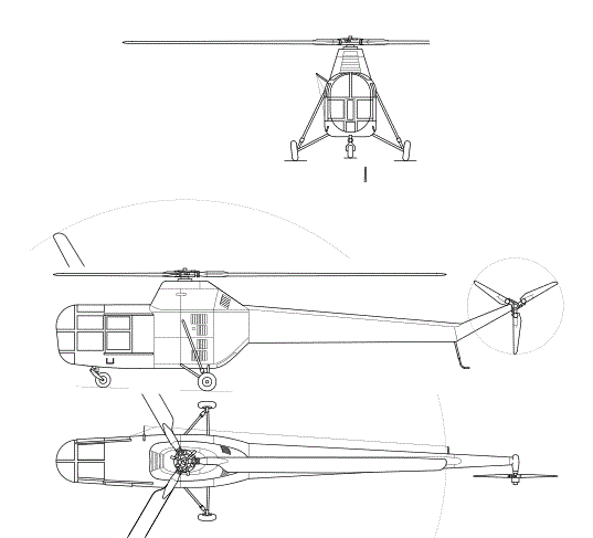 Plan 3 vues du Yakovlev Yak-100 ‘Hut’