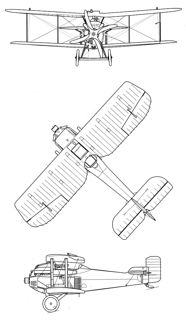 Plan 3 vues du Thomas-Morse MB-3 Tommy II