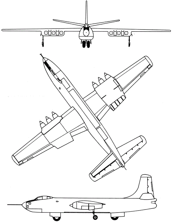 Plan 3 vues du Martin XB-48