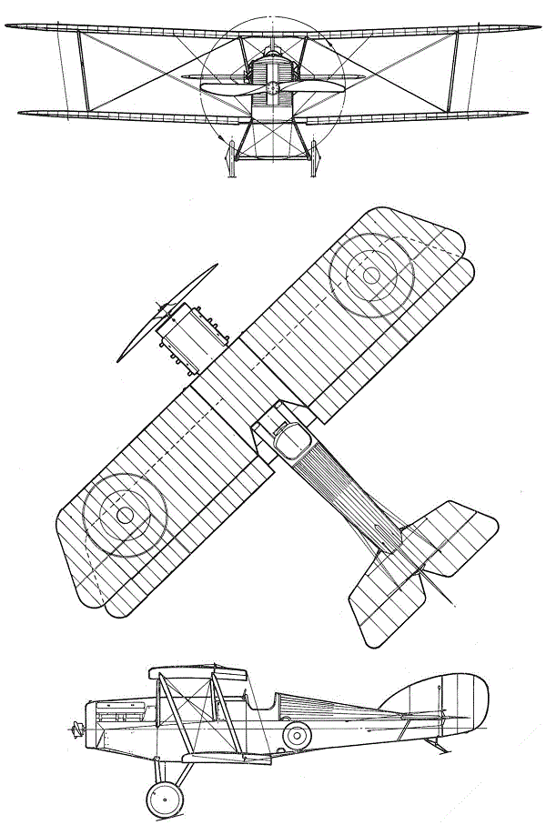 Plan 3 vues du Martinsyde F.4 Buzzard