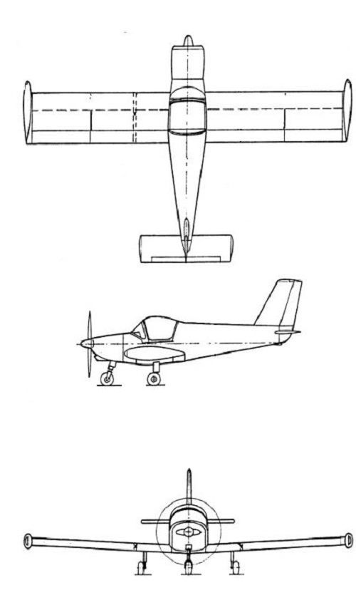 Plan 3 vues du AIDC PL-1 Chien-Shu