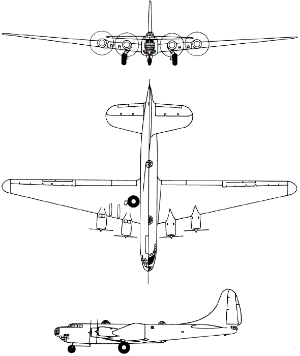 Plan 3 vues du Douglas XB-19