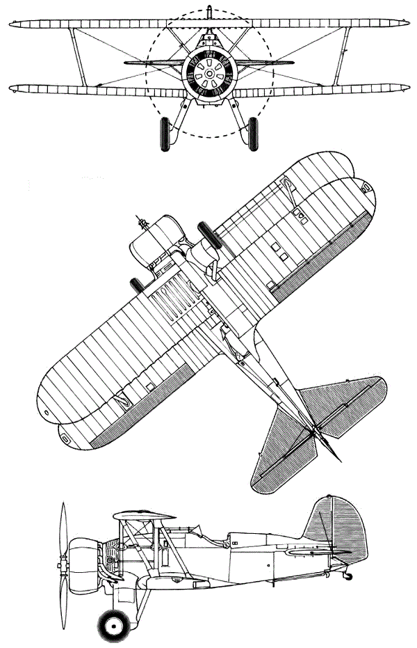 Plan 3 vues du Boeing XBFB