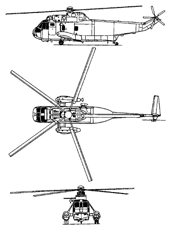 Plan 3 vues du Sikorsky CH-124 Sea King