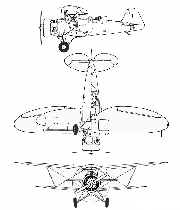 Plan 3 vues du Nakajima Ki-4 'Alder'