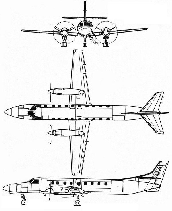 Plan 3 vues du Fairchild RC-26 Condor