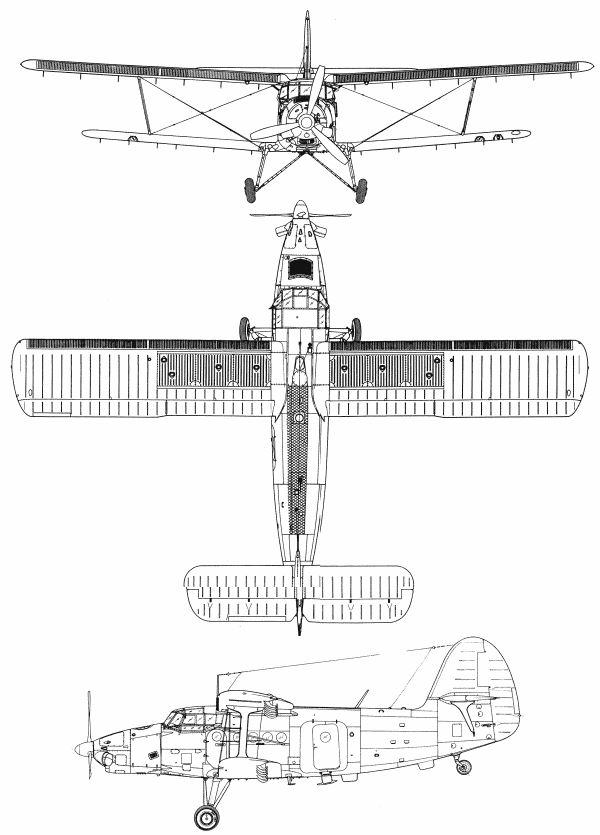 Plan 3 vues du Antonov An-3