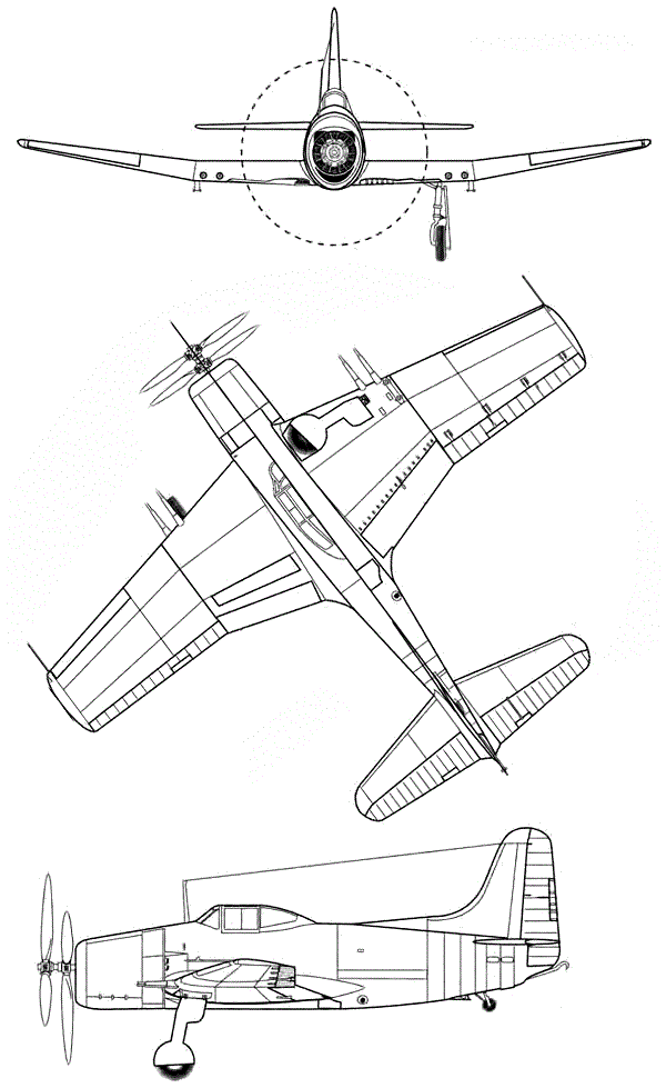Plan 3 vues du Curtiss XBTC