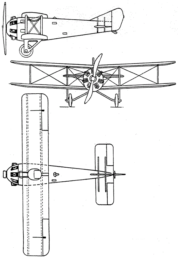 Plan 3 vues du BAT F.K.23 Bantam