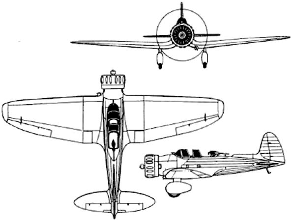 Plan 3 vues du Nakajima Ki-8