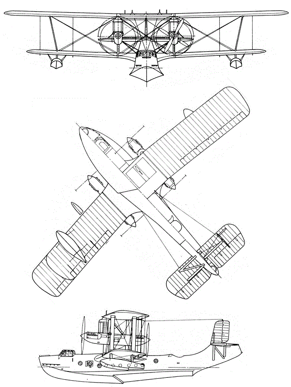 Plan 3 vues du Short S.19 Singapore