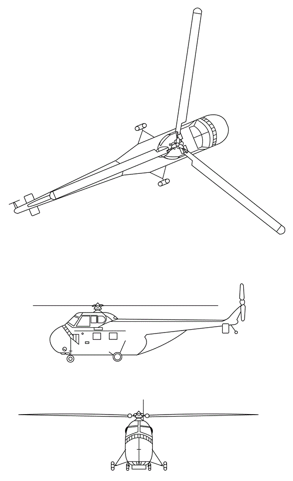 Plan 3 vues du Sikorsky HO4S Horse