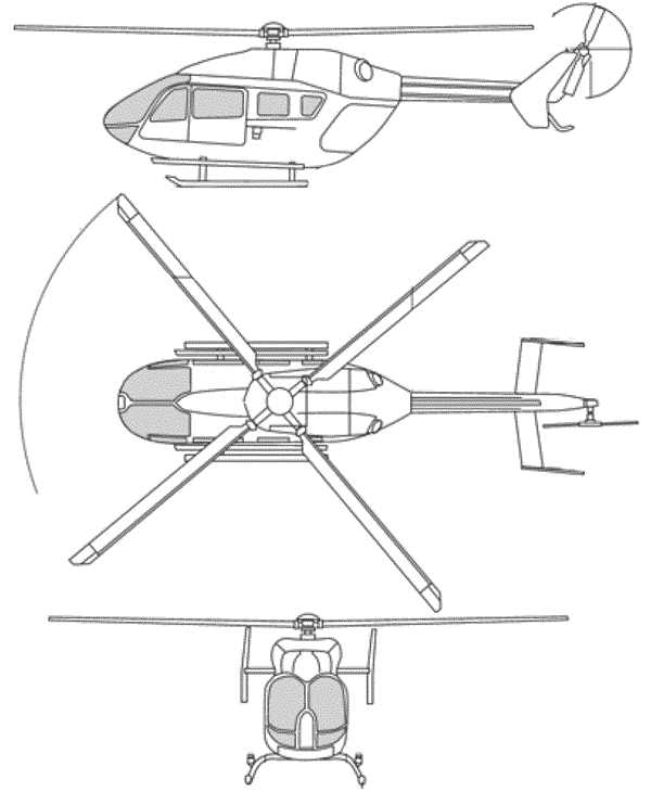 Plan 3 vues du American Eurocopter UH-72 Lakota