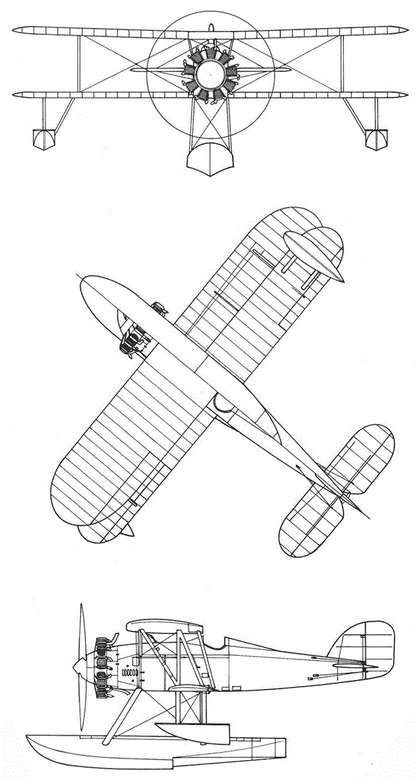 Plan 3 vues du Wright XF3W Apache