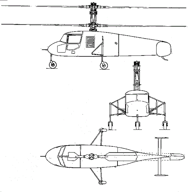 Plan 3 vues du Yakovlev EG Shootka