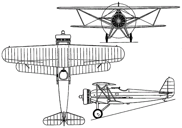 Plan 3 vues du Fokker D.XVI