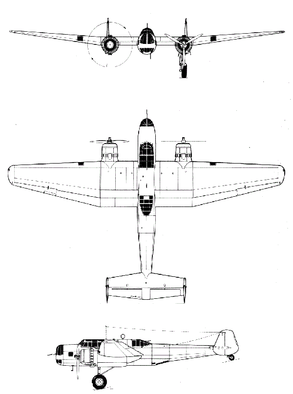 Plan 3 vues du Fokker T.IX