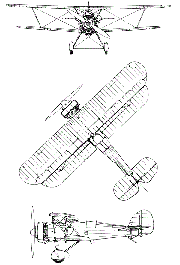 Plan 3 vues du Hawker Hoopoe