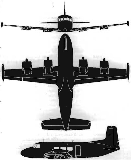 Plan 3 vues du Cessna 620