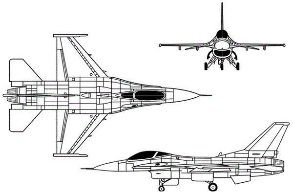 Plan 3 vues du Lockheed-Martin F-16V Viper