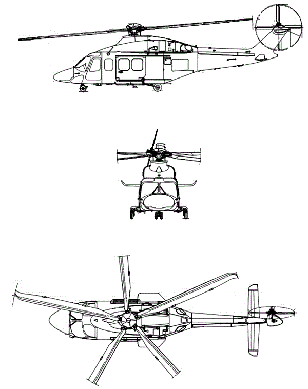 Plan 3 vues du Boeing MH-139 Grey Wolf