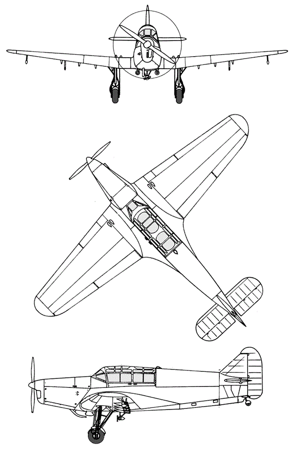 Plan 3 vues du Parnall Heck