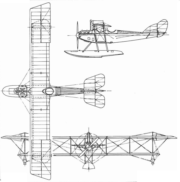 Plan 3 vues du Curtiss Model N